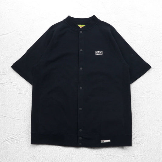 FLIP THE SCRIPT 90年代 半袖 スウェット ジャケット スタジャン 2XL ブラック スナップボタン スラッシュポケット