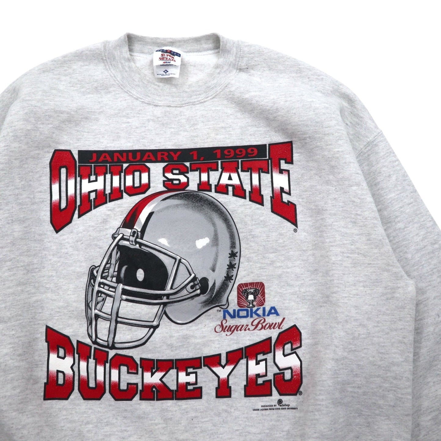 JERZEES USA製 90年代 SUPER SWEATS カレッジ フットボール プリント スウェット XL グレー コットン 裏起毛 NCAA Ohio State Buckeyes football
