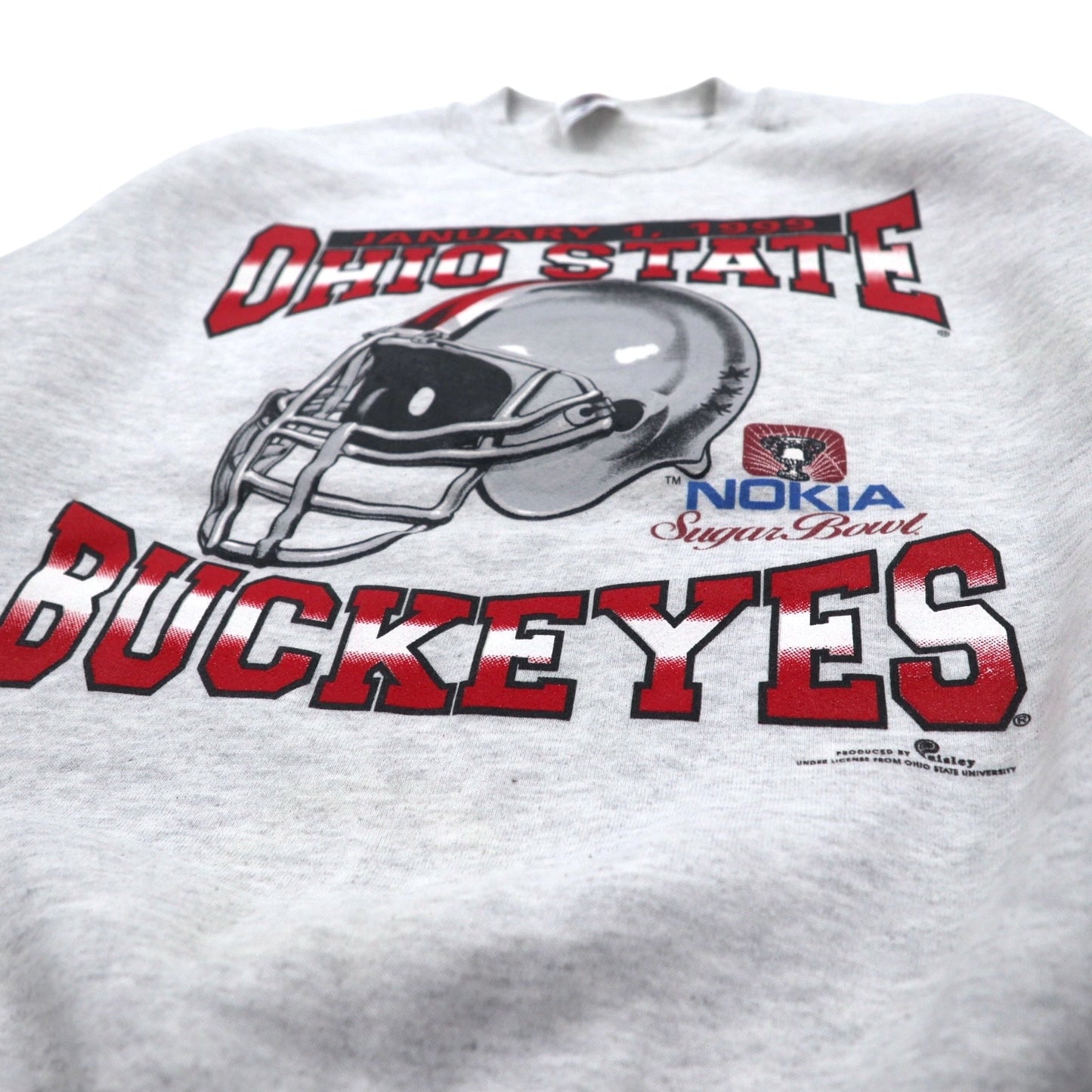 JERZEES USA製 90年代 SUPER SWEATS カレッジ フットボール プリント スウェット XL グレー コットン 裏起毛 NCAA Ohio State Buckeyes football