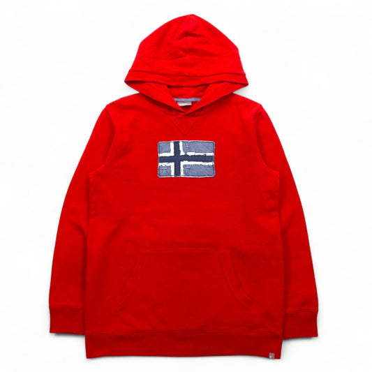 NAPAPIJRI プルオーバー パーカー M レッド コットン 裏起毛 フロントポケット