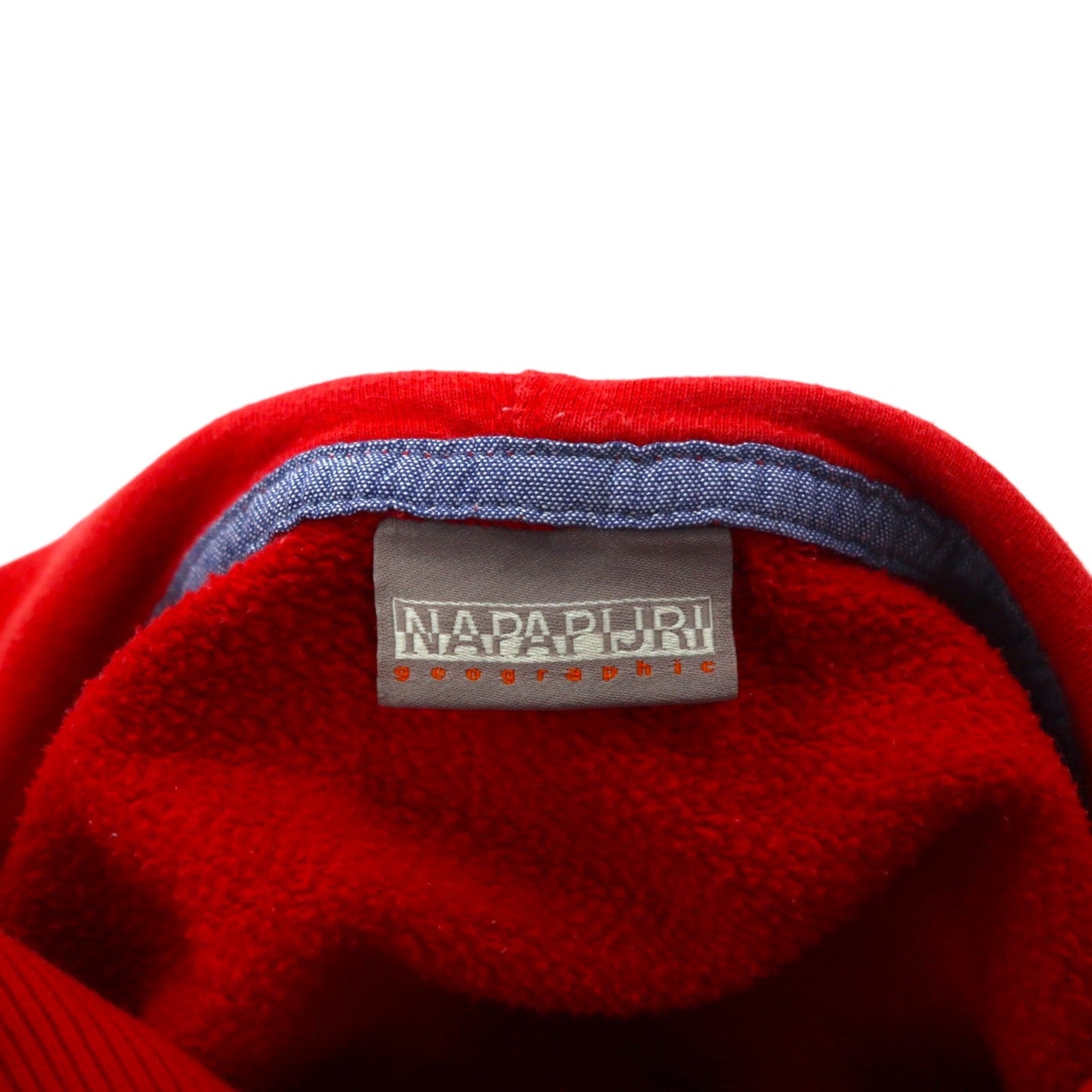 NAPAPIJRI プルオーバー パーカー M レッド コットン 裏起毛 フロントポケット
