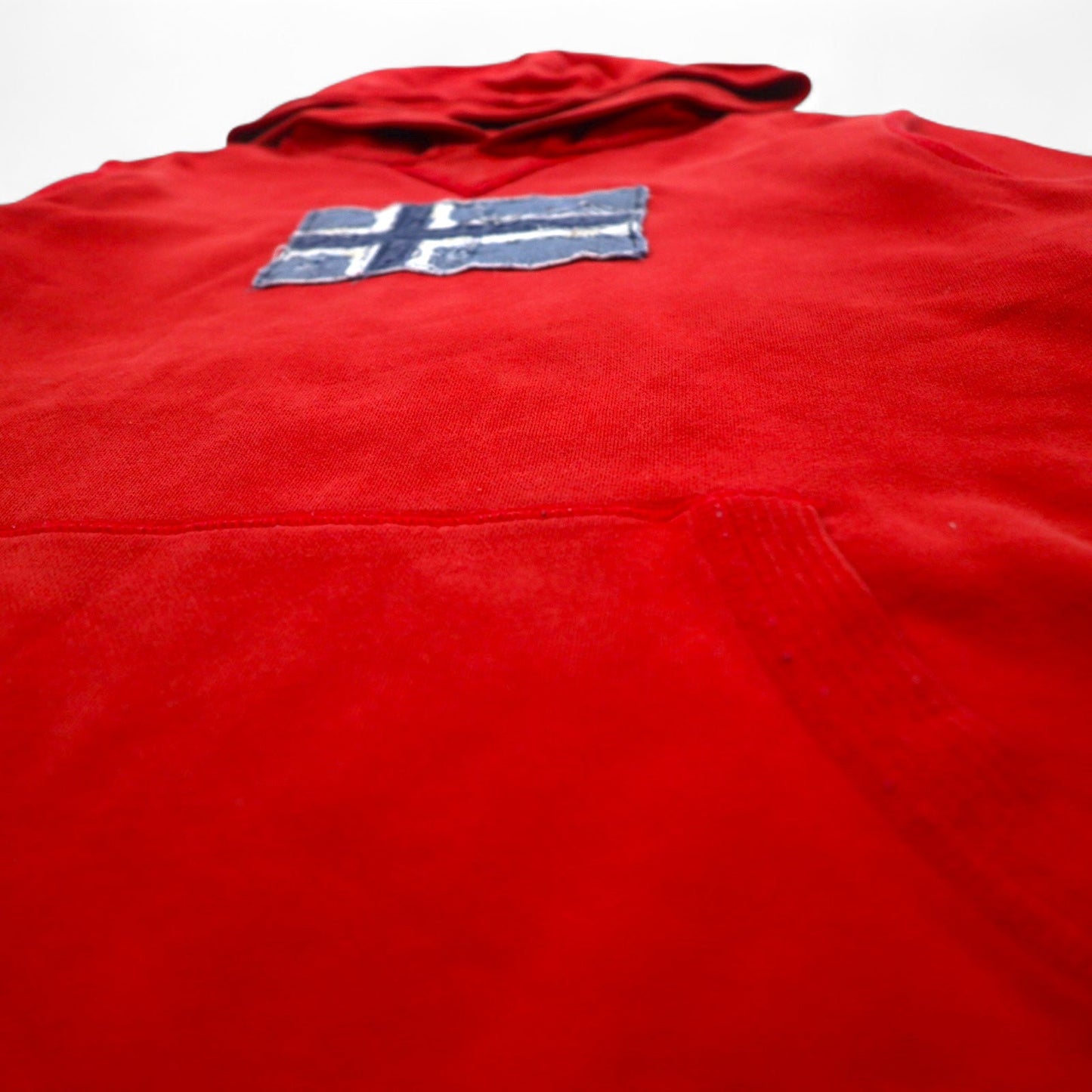 NAPAPIJRI プルオーバー パーカー M レッド コットン 裏起毛 フロントポケット