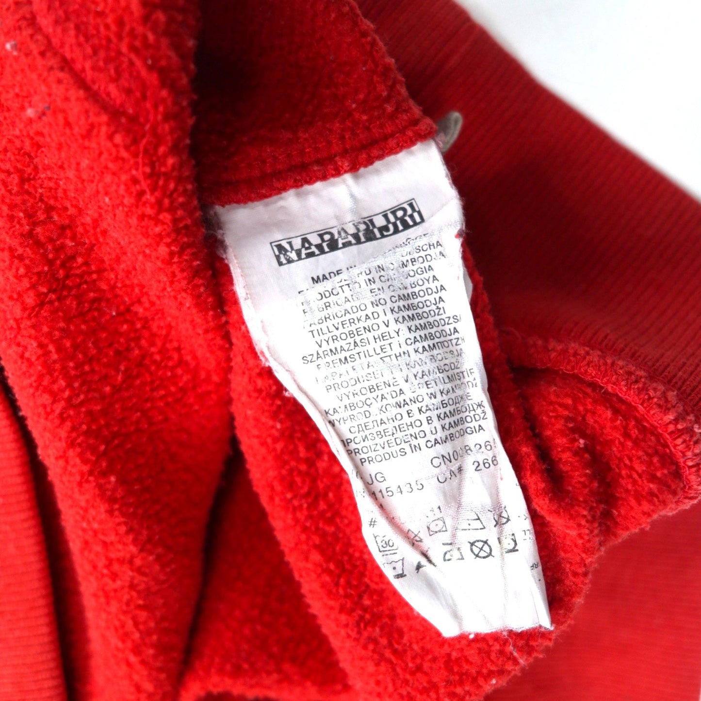 NAPAPIJRI プルオーバー パーカー M レッド コットン 裏起毛 フロントポケット