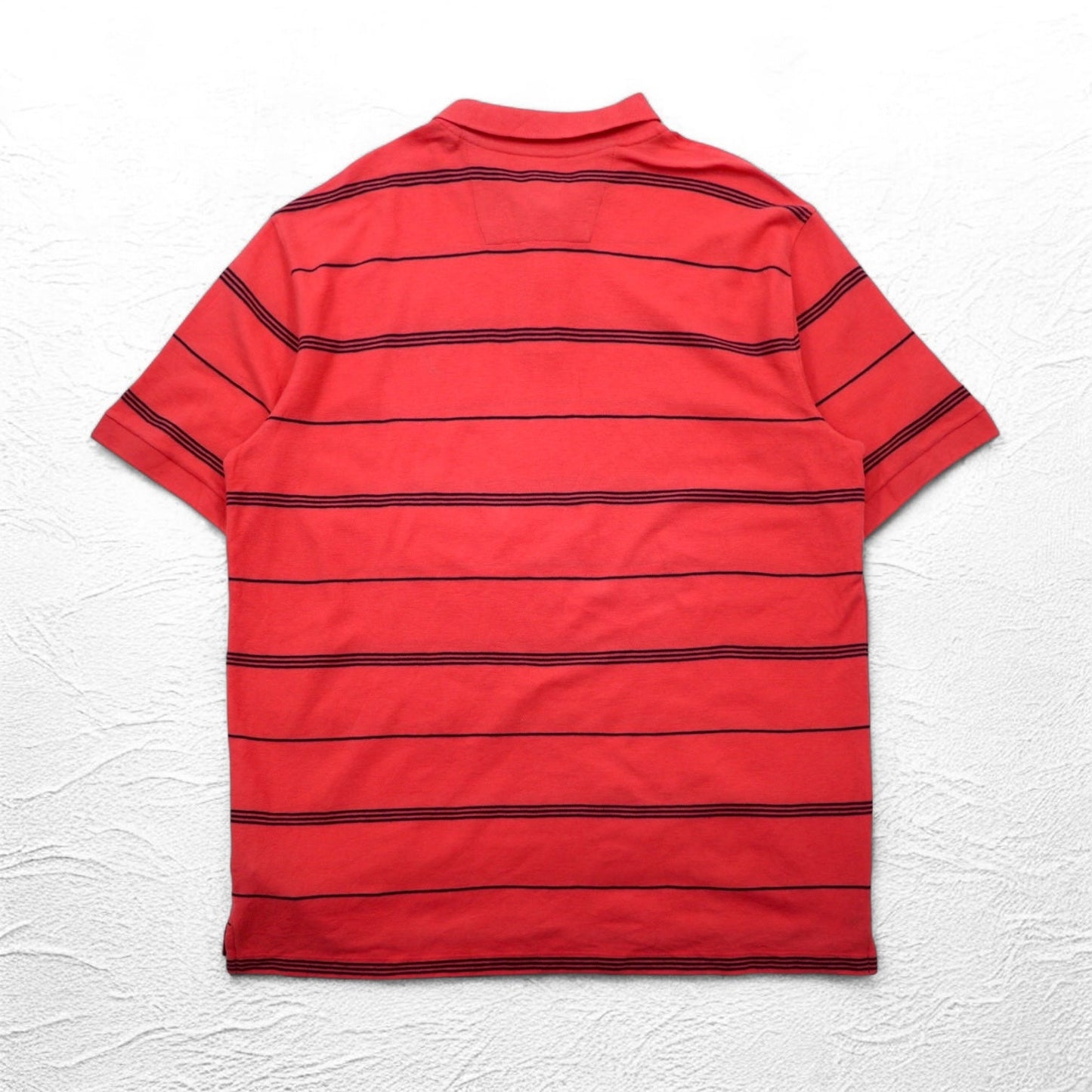 NAUTICA クラシックフィット ボーダー ポロシャツ 2XL ピンク 鹿の子 PERFORMANCE DECK SHIRT ワンポイントロゴ刺繍