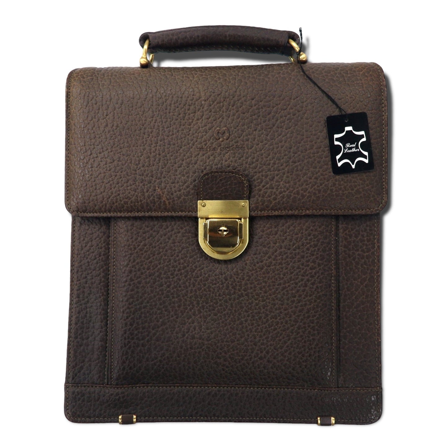 mila schon 2WAY ショルダーバッグ ブラウン レザー 牛革 シボ革 未使用品