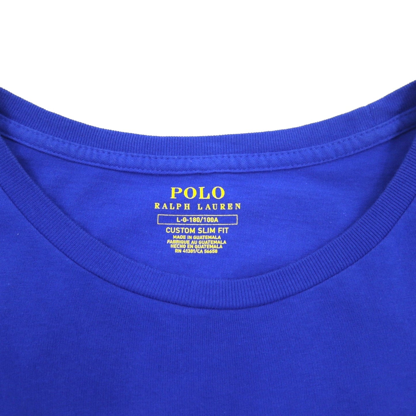 POLO RALPH LAUREN ポロベア プリント Tシャツ L ブルー コットン CUSTOM SLIM FIT