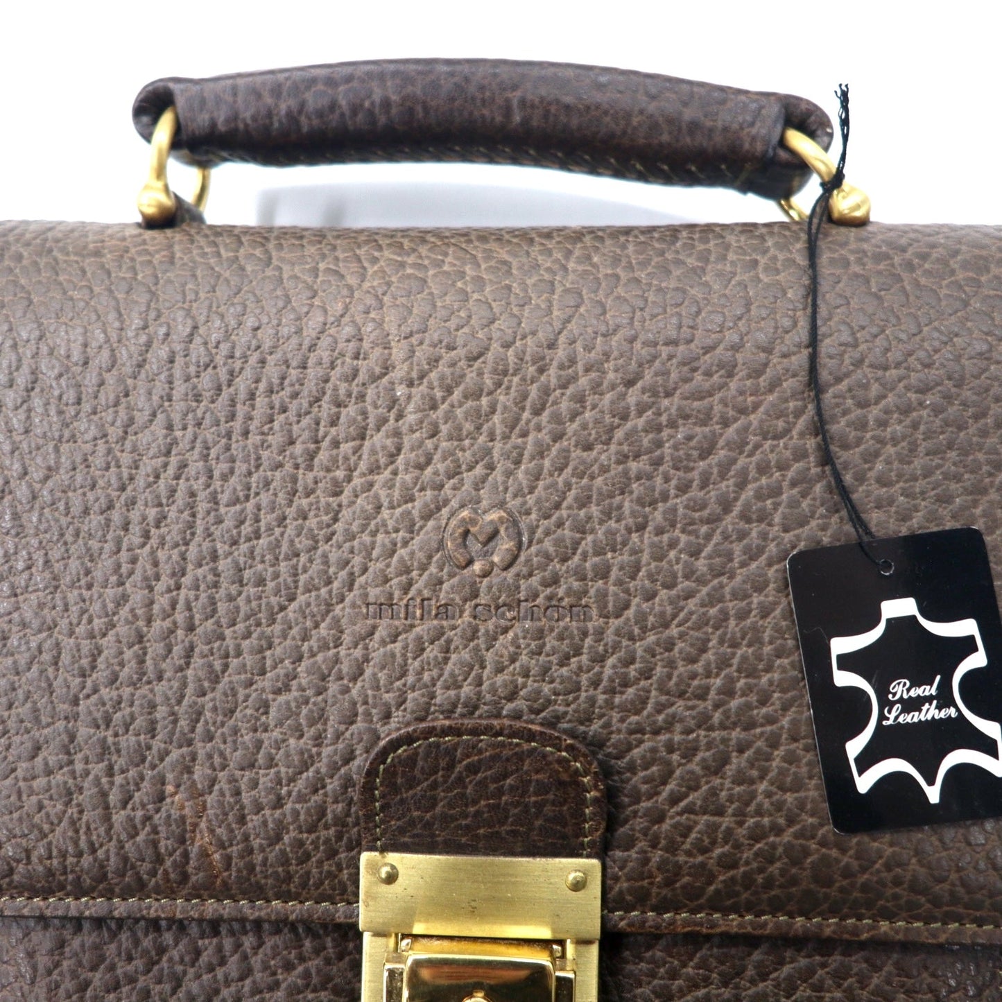 mila schon 2WAY ショルダーバッグ ブラウン レザー 牛革 シボ革 未使用品