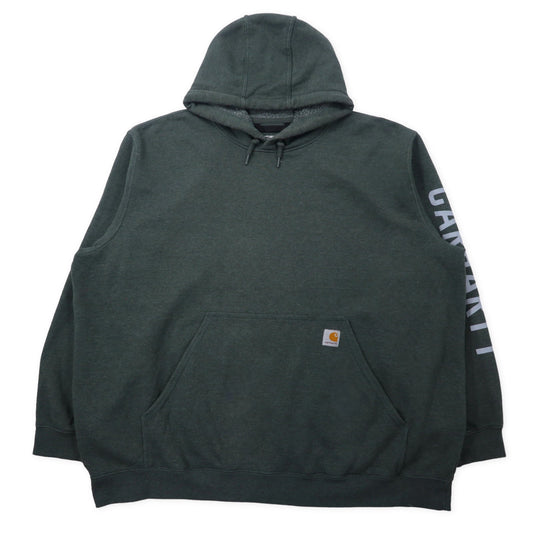 carhartt ルーズフィット プルオーバーパーカー 3XL グレー コットン 裏起毛 袖ロゴ ビッグサイズ メキシコ製