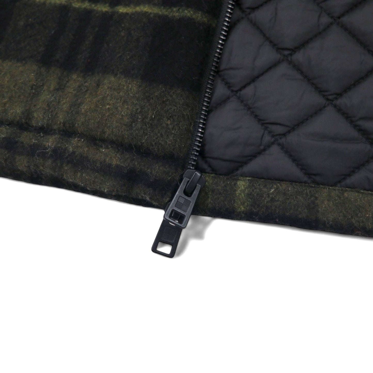 WOOLRICH WOOLEN MILLS インサレーション ジップアップ ブルゾン 中綿 L カーキ チェック ウール ダブルジップ ARCHIVE PATTERN ダブルジップ WOOS0039