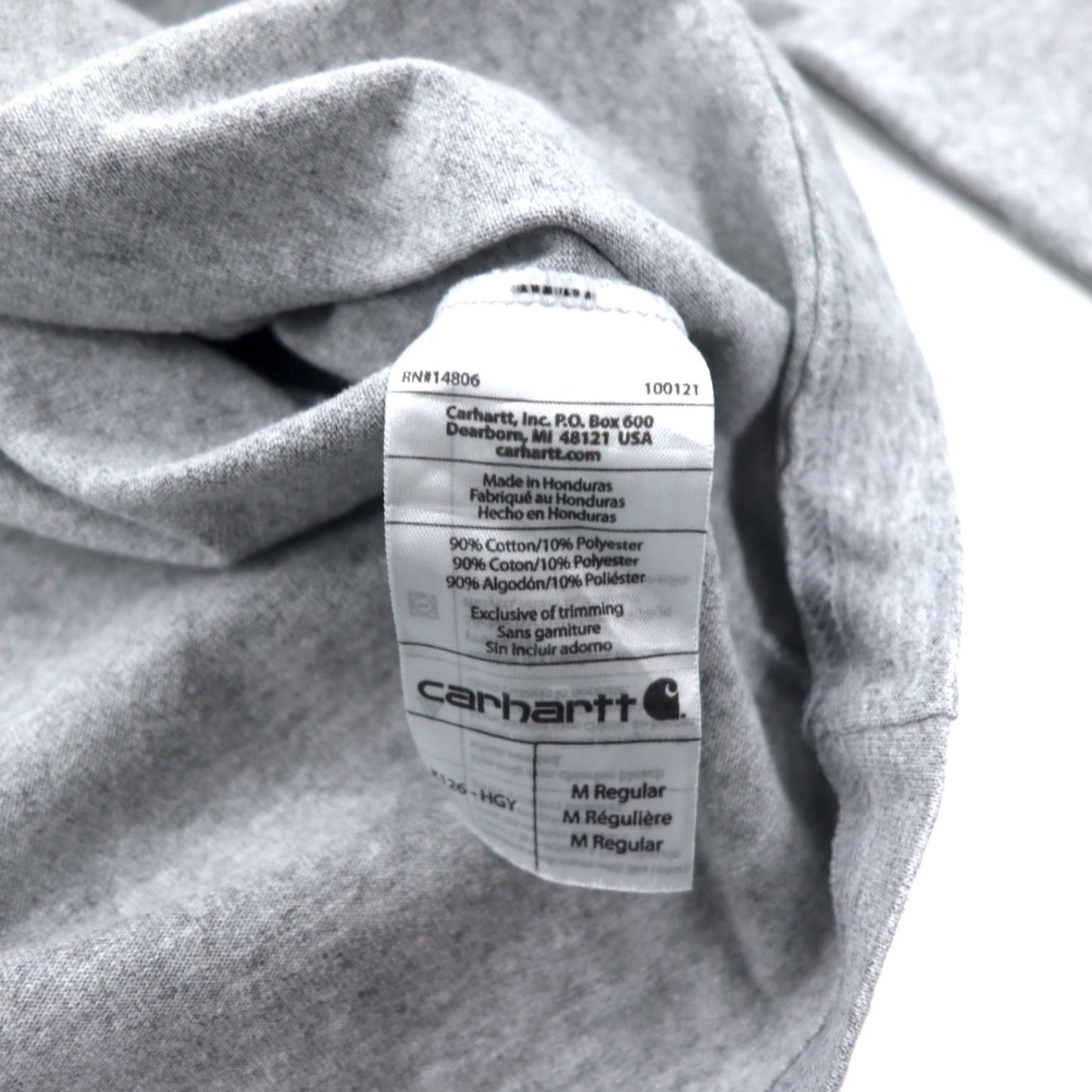 carhartt ロングスリーブ Tシャツ ロンTM グレーコットン ORIGINAL FIT ワンポイントロゴ ホンジュラス製