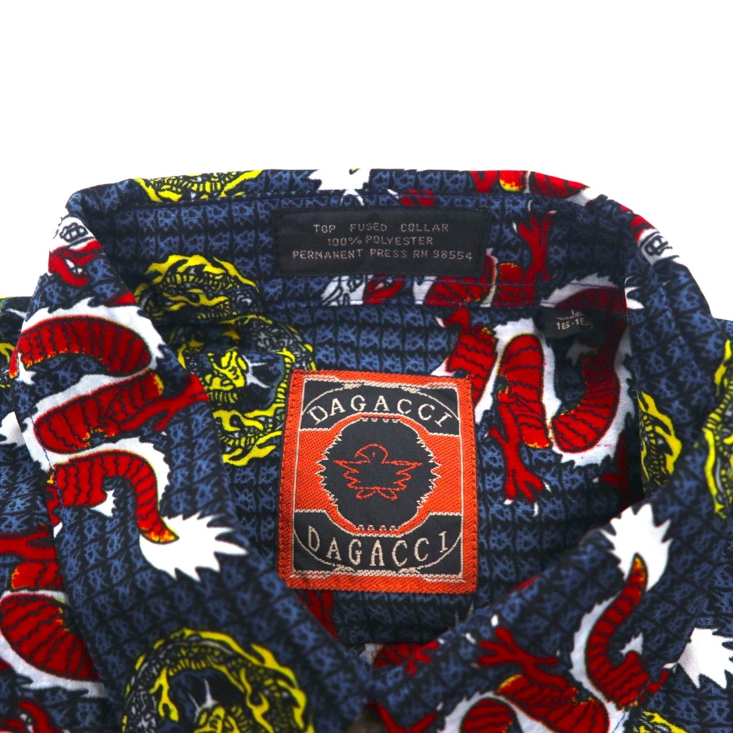 Vintage 90s China Dragon Patterned Shirt DAGACCI ポリシャツ L ブルー 総柄 龍