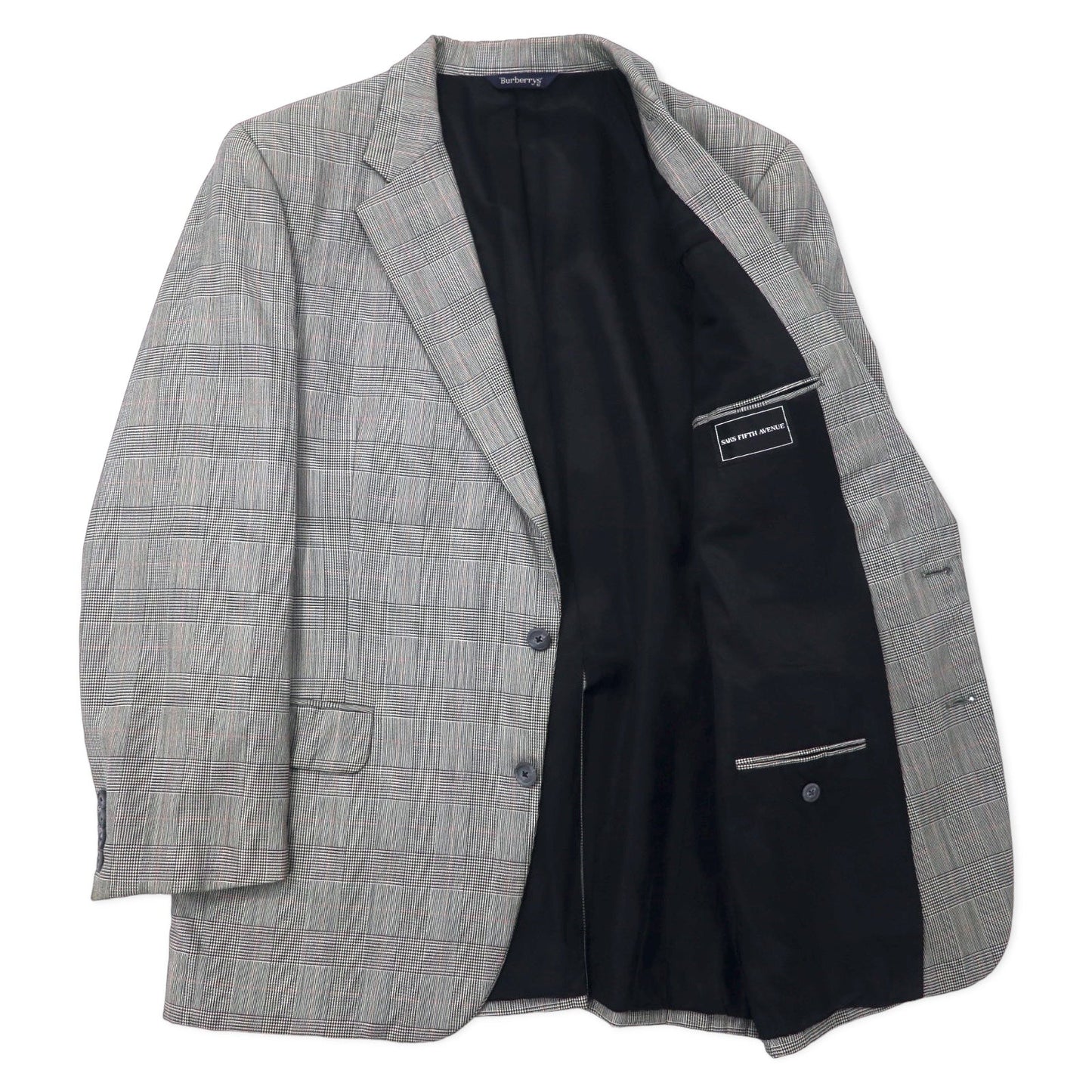 Burberrys USA製 オールド グレンチェック 2B テーラードジャケット L グレー ウール SAKS FIFTH AVENUE