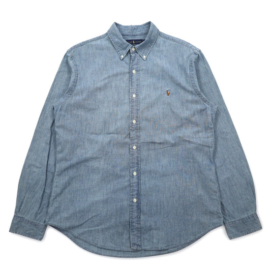 RALPH LAUREN シャンブレー ボタンダウンシャツ XL ブルー SLIM FIT ビッグサイズ スモールポニー刺繍