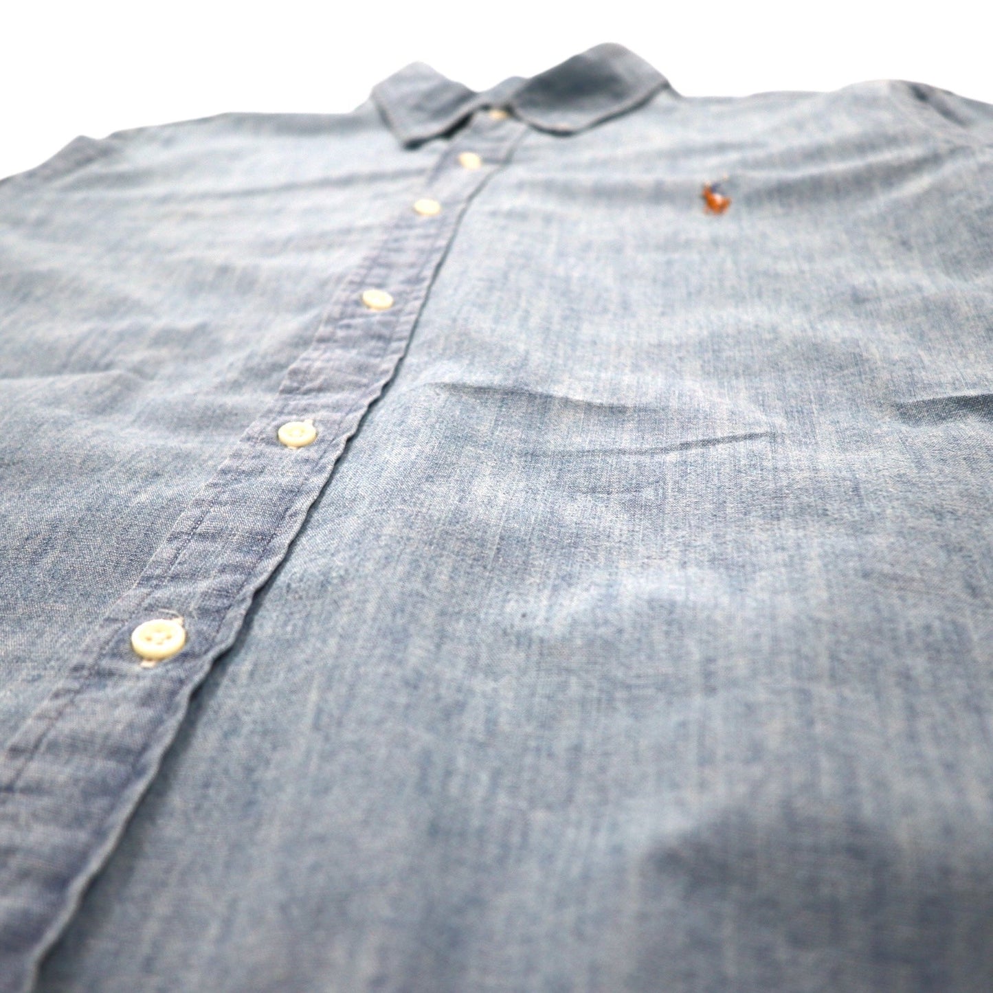 RALPH LAUREN シャンブレー ボタンダウンシャツ XL ブルー SLIM FIT ビッグサイズ スモールポニー刺繍