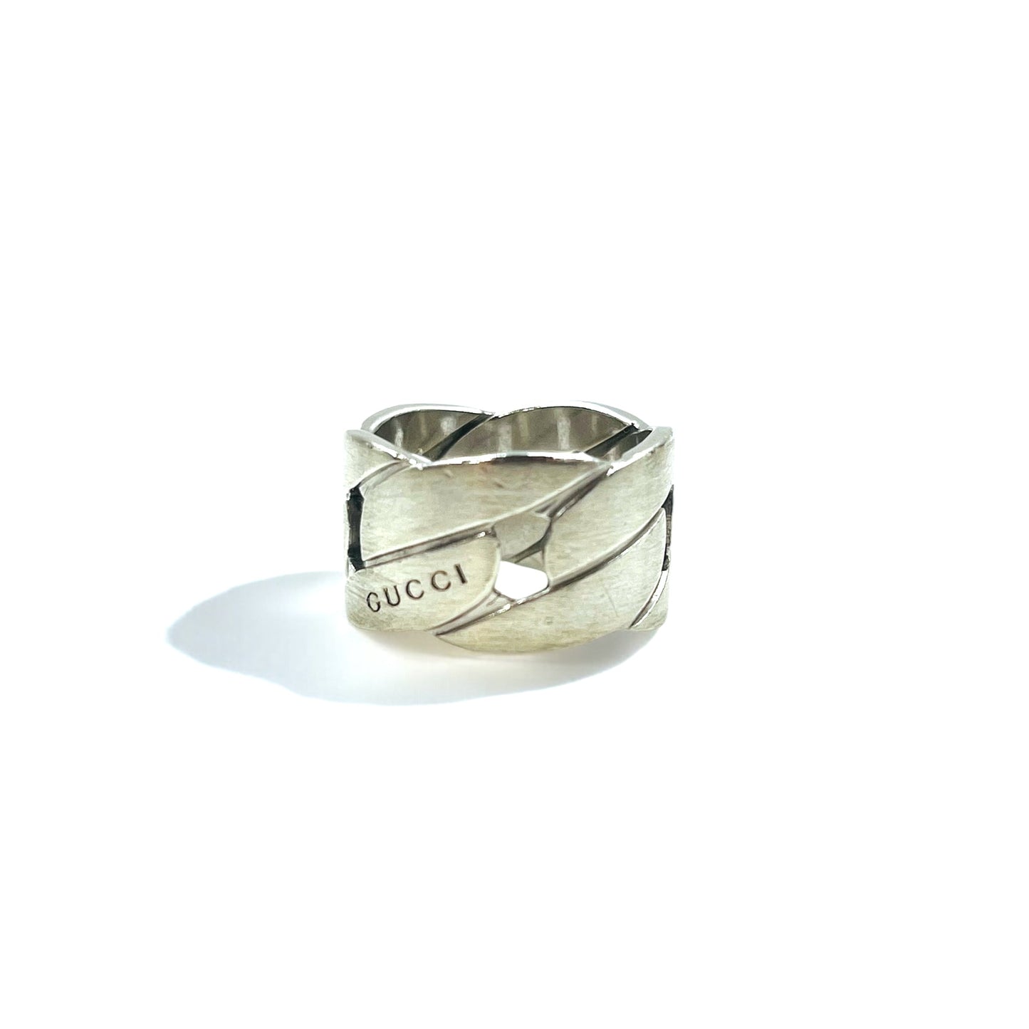 GUCCI イタリア製 ワイド チェーン リング 指輪 12号 シルバー 925 喜平
