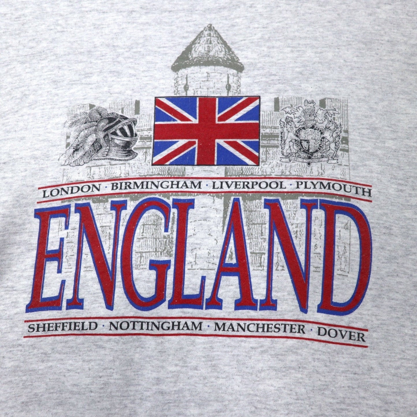 JERZEES USA製 90年代 SUPER SWEATS ユニオンジャック プリント スウェット M グレー コットン ENGLAND