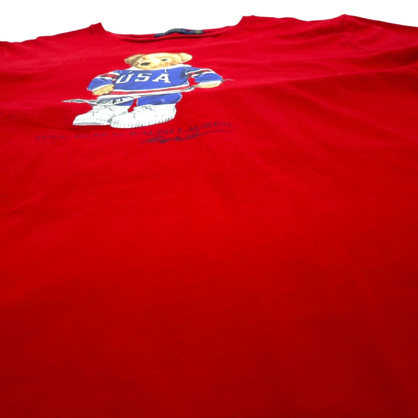POLO RALPH LAUREN ポロベア プリント Tシャツ L レッド コットン