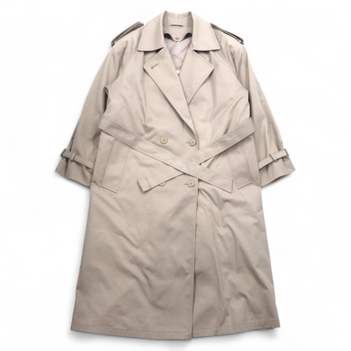 John Weitz ポーランド製 90年代 ダブルブレスト トレンチコート L ベージュ ベルト付き ライナー着脱式