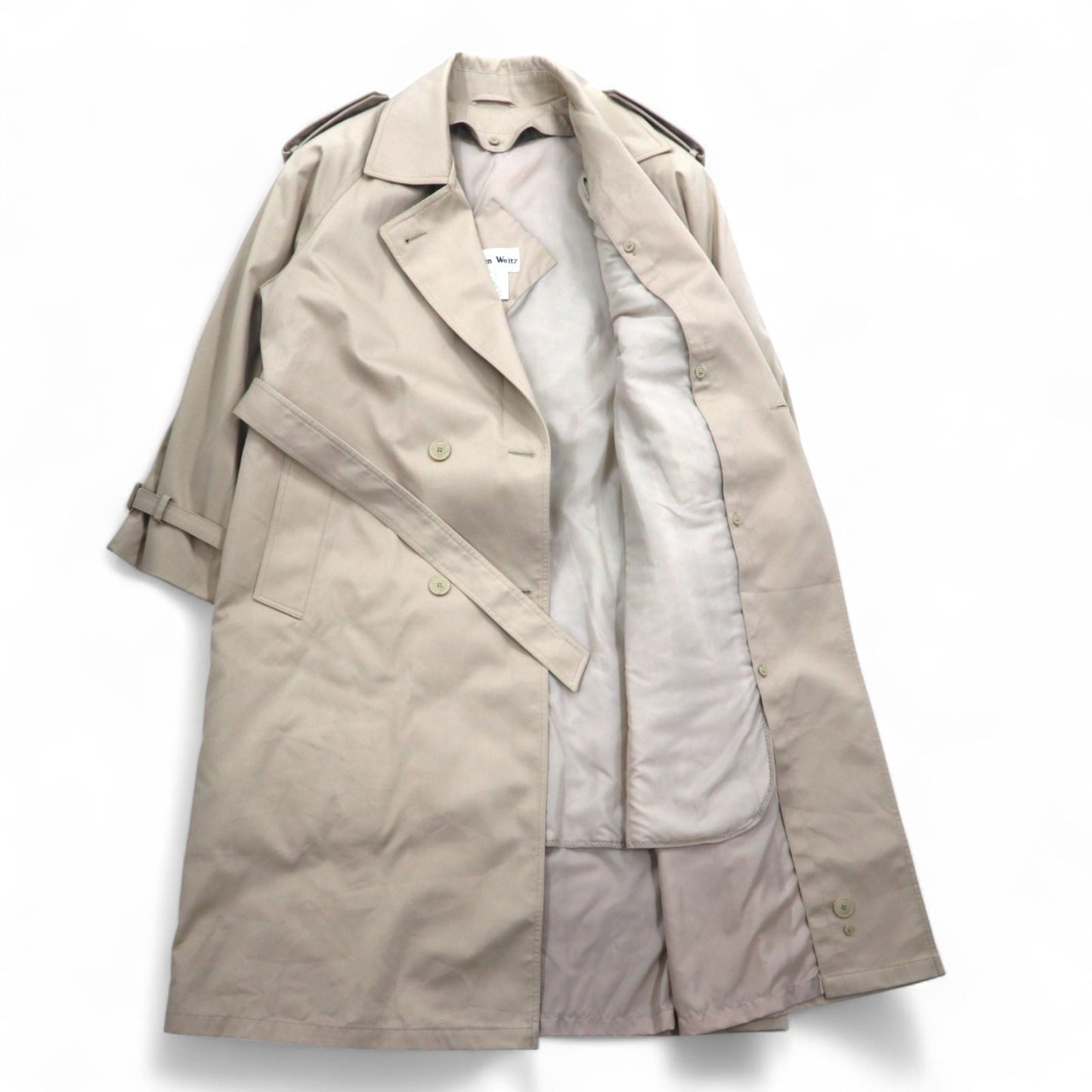 John Weitz ポーランド製 90年代 ダブルブレスト トレンチコート L ベージュ ベルト付き ライナー着脱式