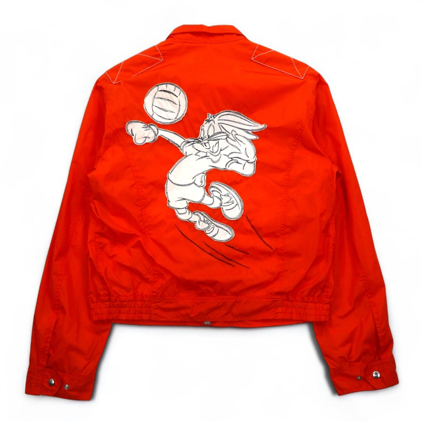 JC de CASTELBAJAC × Warner Bros イタリア製 90年代 ショート丈 ナイロン ライダースジャケット L オレンジ LOONEY TUNES バックスバニー 未使用品