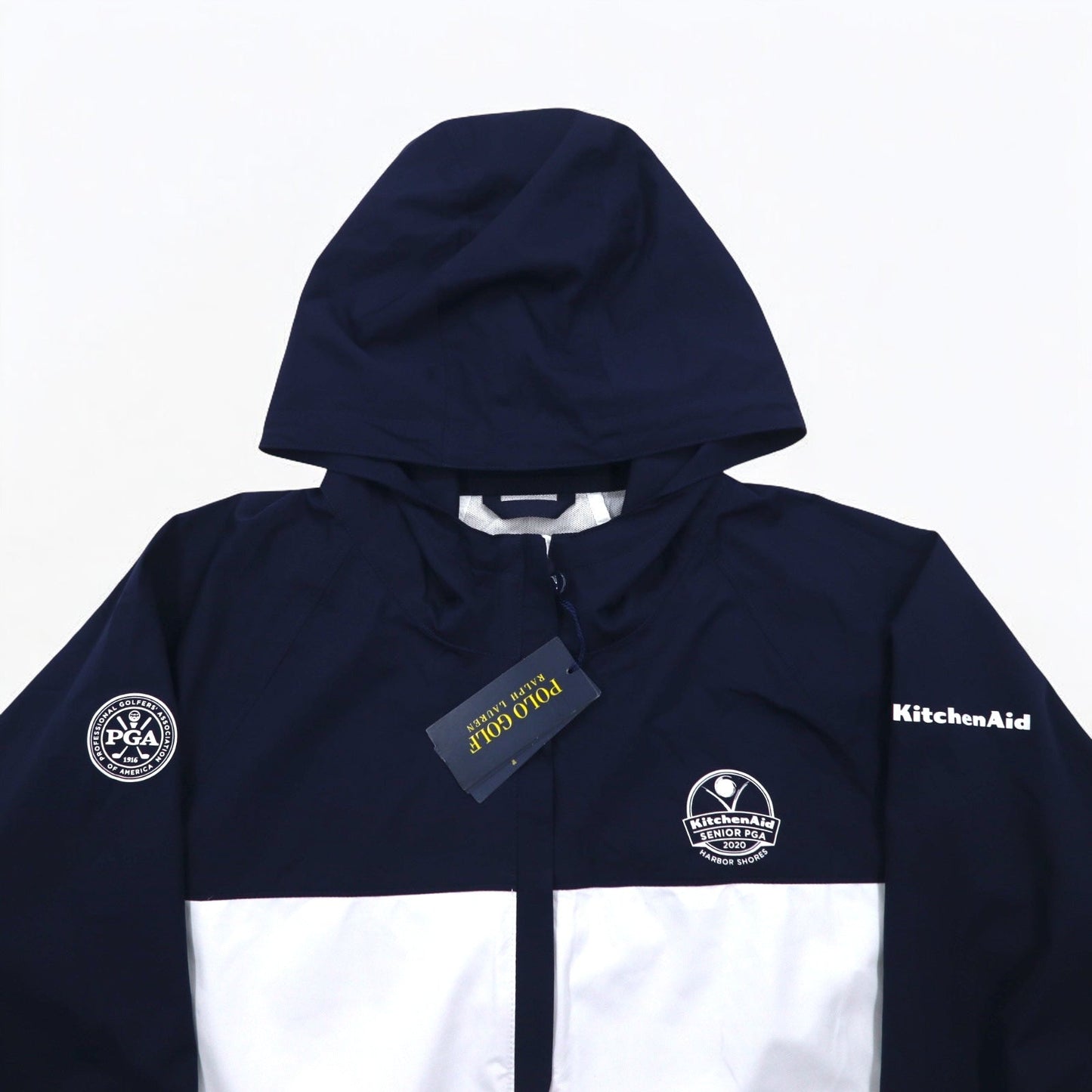 POLO GOLF RALPH LAUREN シェルパーカー ナイロンジャケット XL ネイビー 防水 パッカブル ダブルジップ W PGA 2020 Kitchen Aid 未使用品