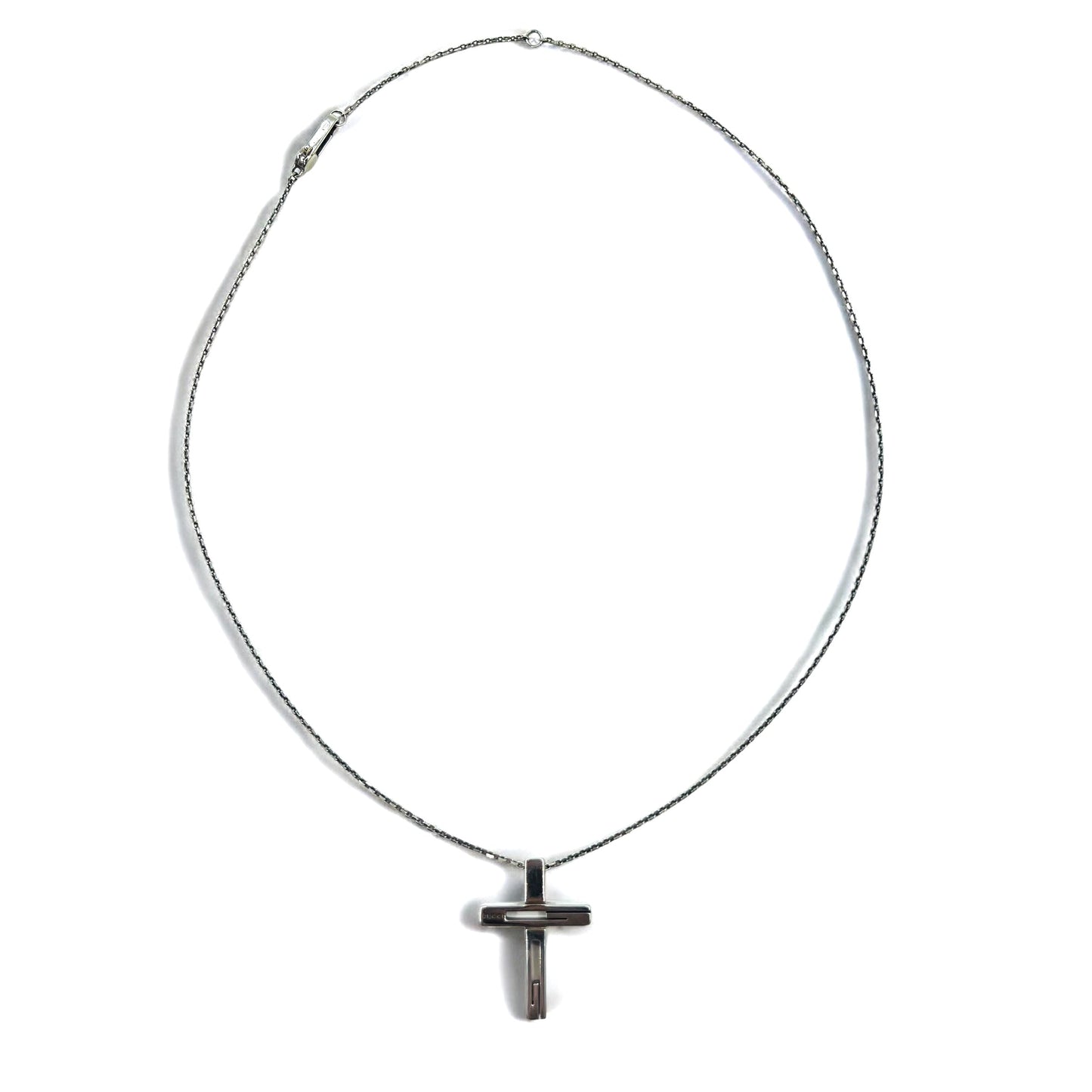 GUCCI イタリア製 カットアウトG クロス ネックレス ペンダント シルバー SV925