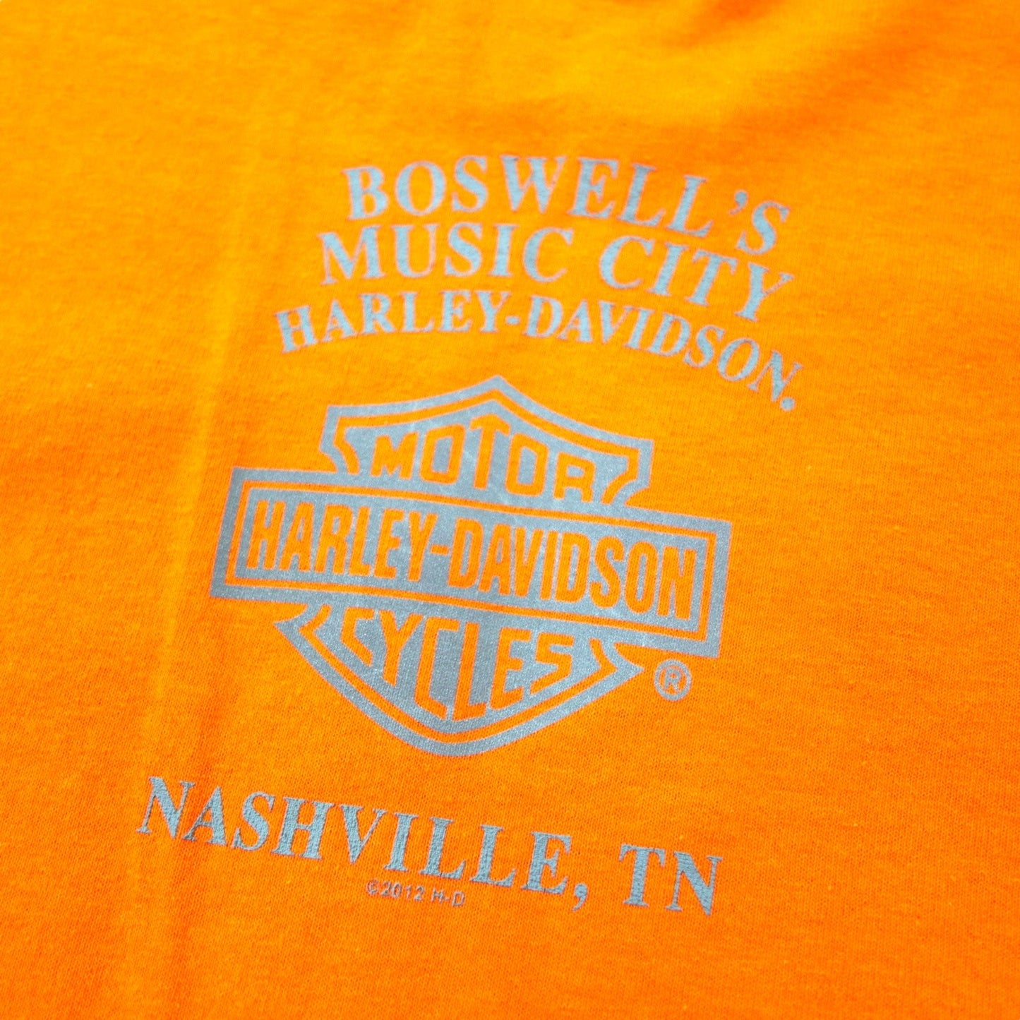 HARLEY DAVIDSON ファイヤーパターン ロングスリーブ Tシャツ ロンT XL オレンジ コットン ATTITUDE INCLUDED ビッグサイズ