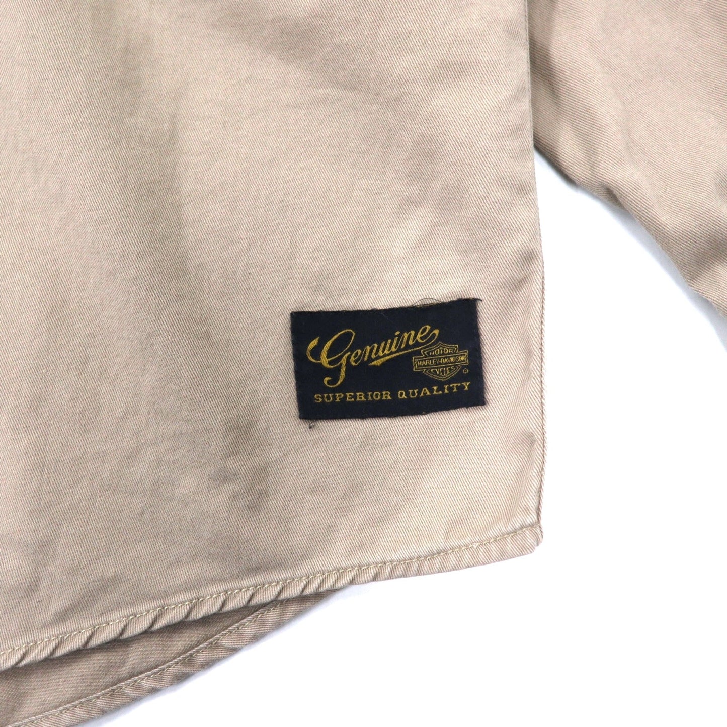 HARLEY DAVIDSON バックロゴ刺繍 コットンツイル シャツ 2XL ベージュ ビッグサイズ
