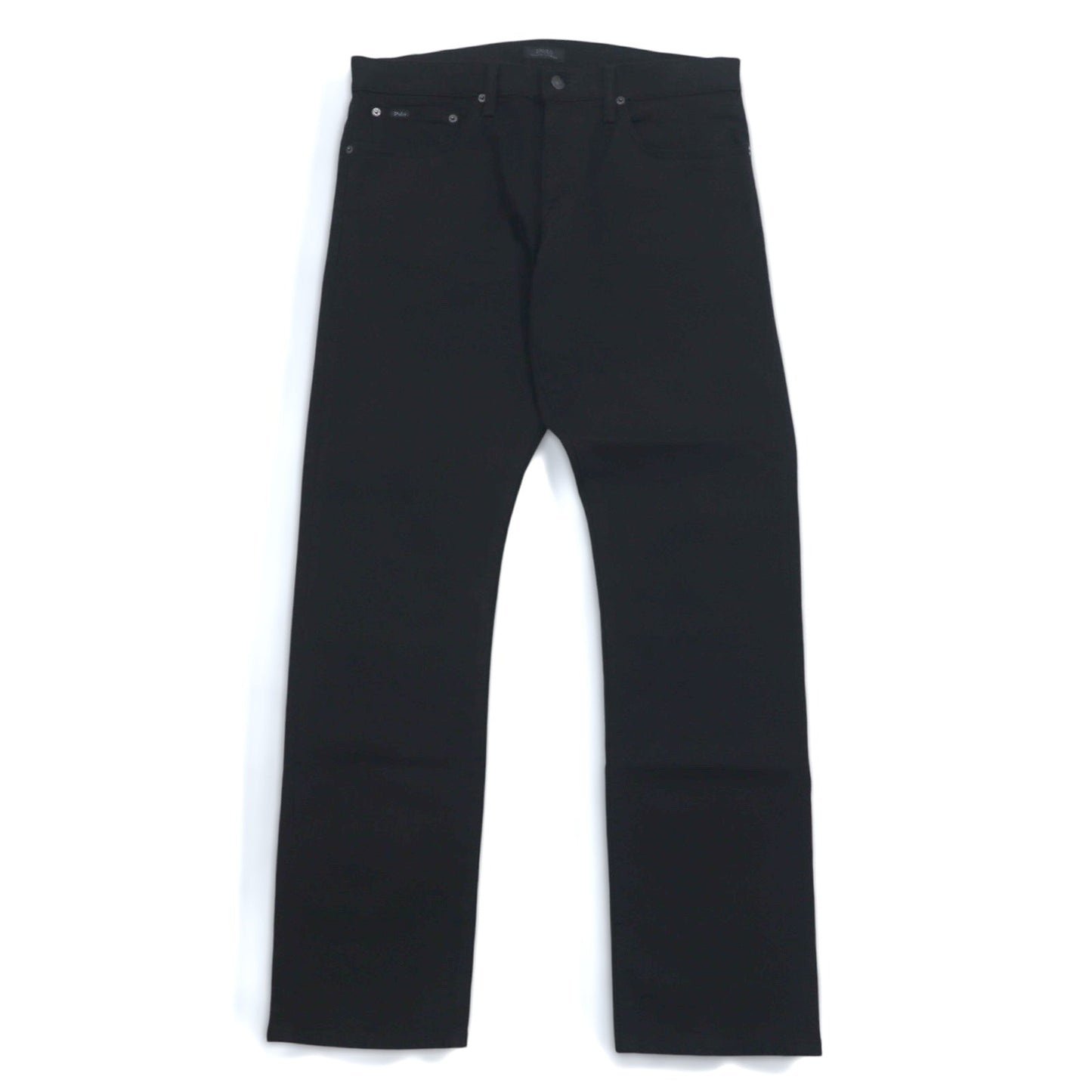 POLO RALPH LAUREN ストレート ブラック デニムパンツ L コットン IDEALジップ ジッパーフライ レザーパッチ VARICK SLIM STRAIGHT JEANS