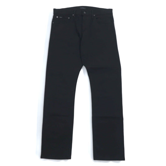 POLO RALPH LAUREN ストレート ブラック デニムパンツ L コットン IDEALジップ ジッパーフライ レザーパッチ VARICK SLIM STRAIGHT JEANS