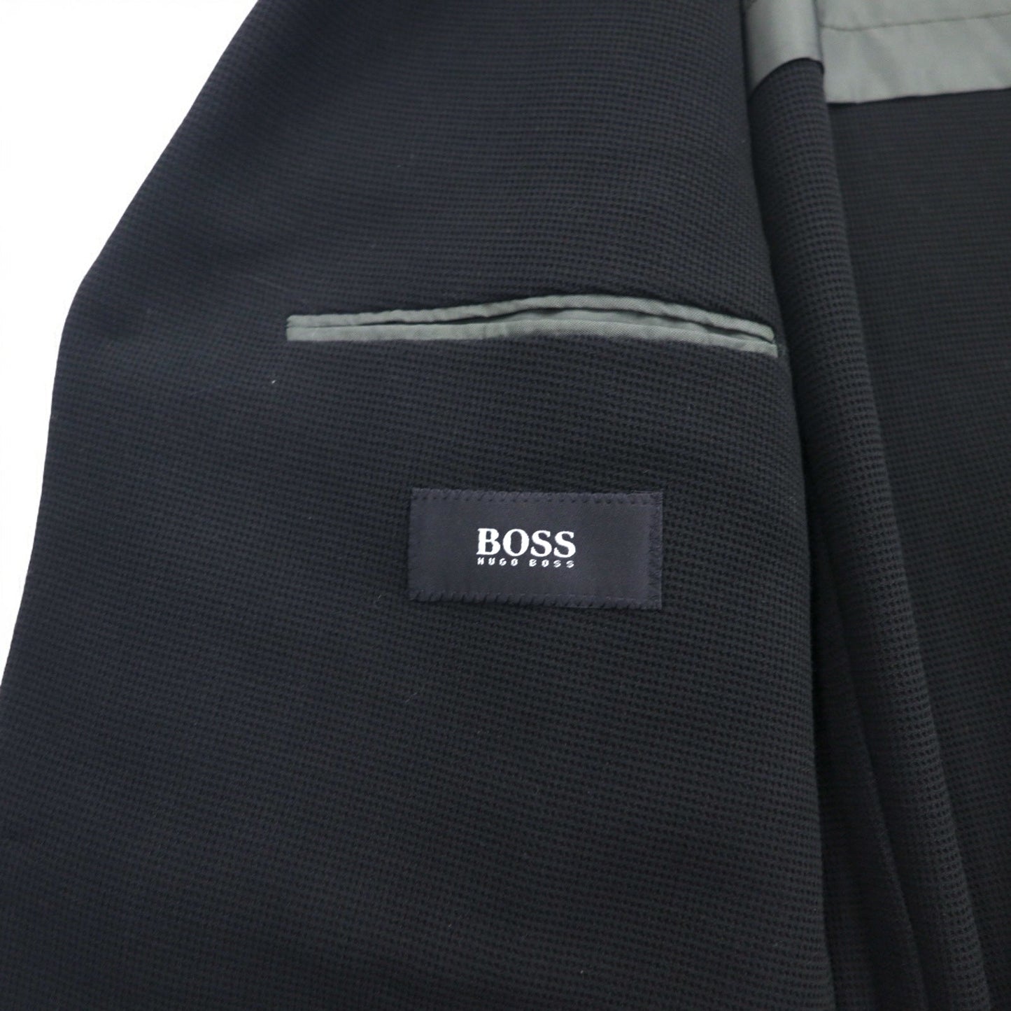 HUGO BOSS イタリア製 3B テーラードジャケット L ブラック バージンウール 羊毛 コットン