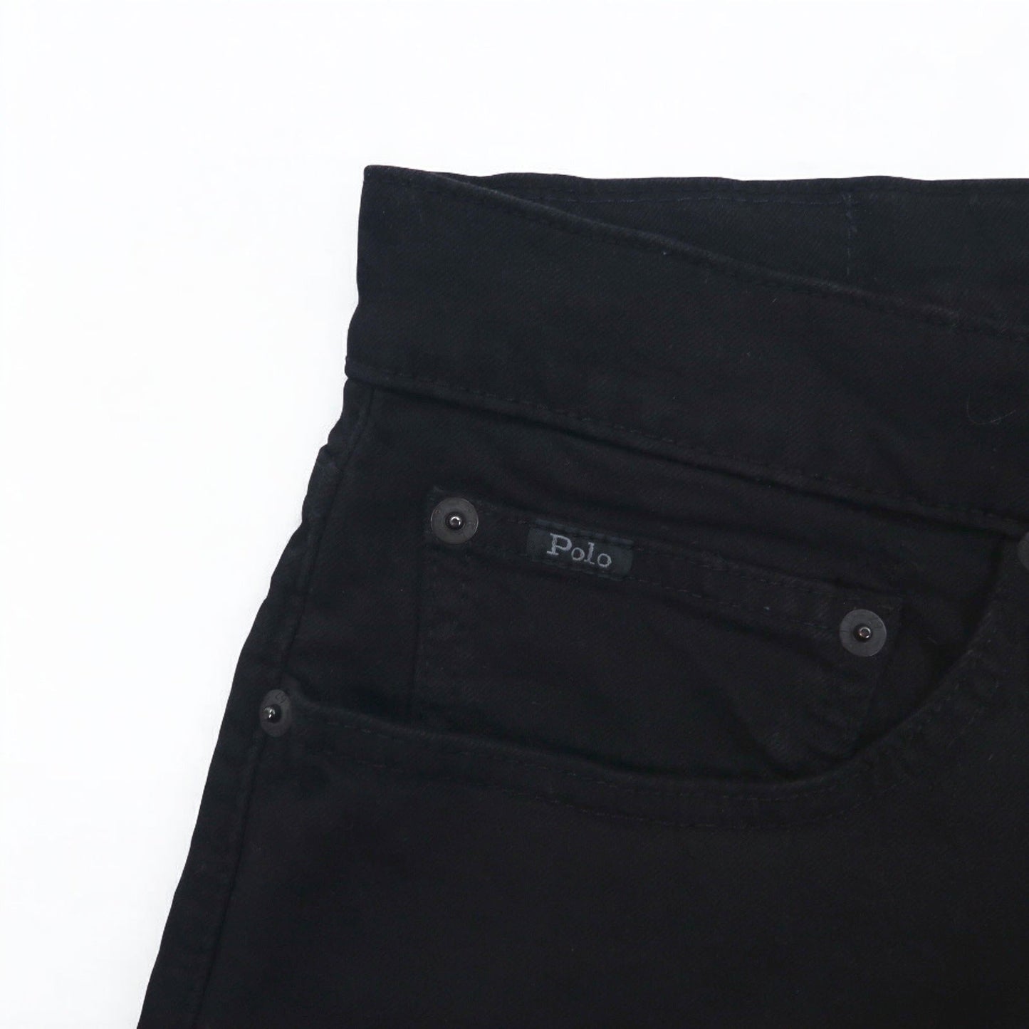 POLO RALPH LAUREN ストレート ブラック デニムパンツ L コットン IDEALジップ ジッパーフライ レザーパッチ VARICK SLIM STRAIGHT JEANS