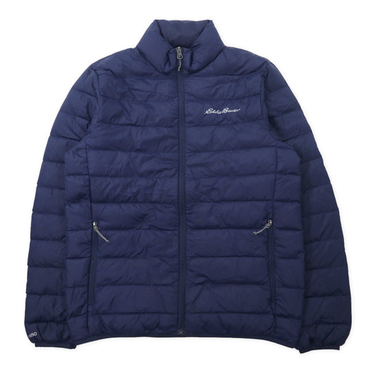 Eddie Bauer ダウンジャケット S ネイビー ナイロン 650フィルパワー ワンポイントロゴ EB650