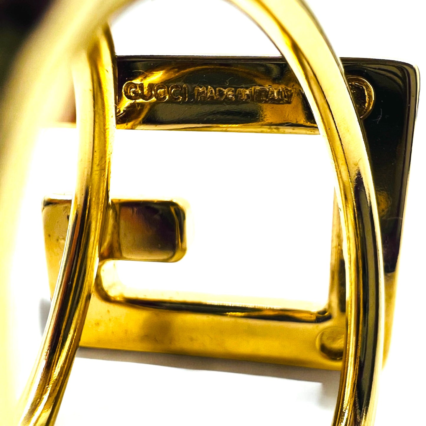 GUCCI イタリア製 Gロゴ スカーフリング ゴールド メタル