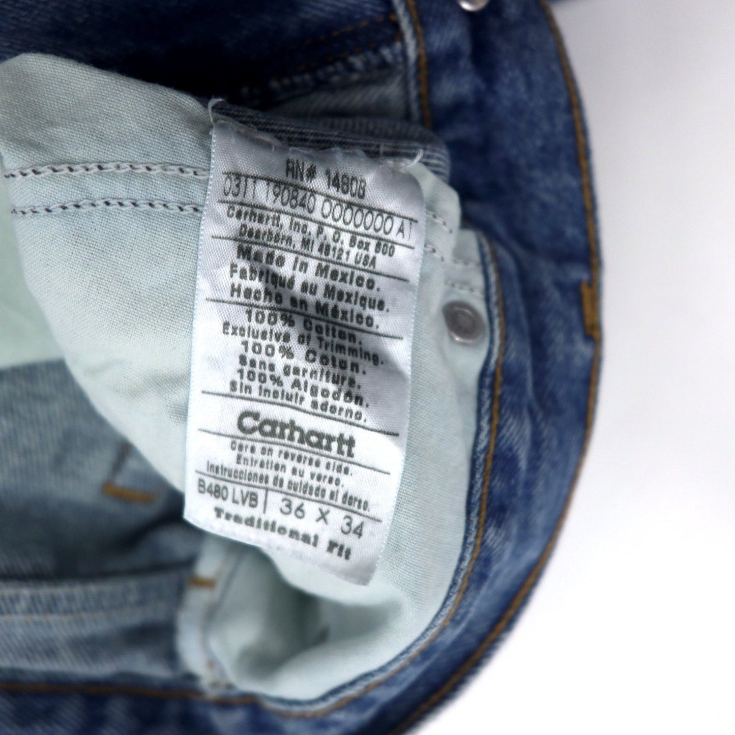 Carhartt トラディショナルフィット デニムパンツ 36 ブルー コットン B480LVB メキシコ製