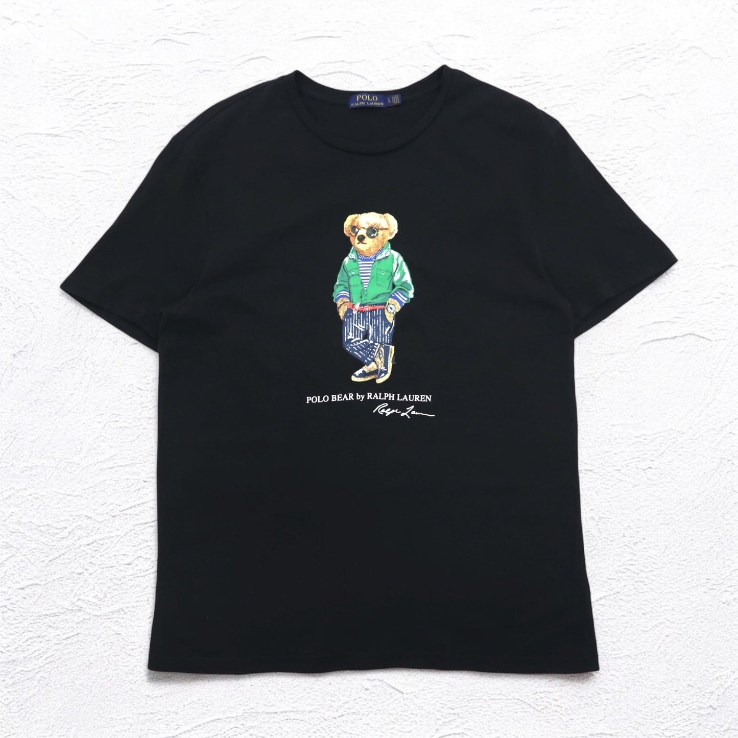 POLO RALPH LAUREN ポロベア プリント Tシャツ L ブラック コットン POLO BEAR
