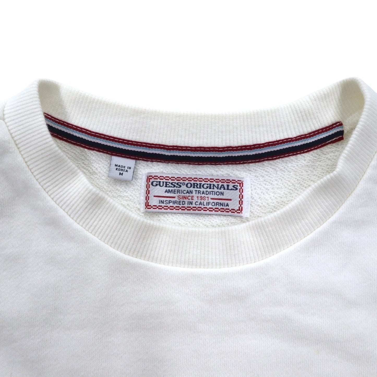 GUESS ORIGINALS トライアングルロゴ 刺繍 スウェット M ホワイト コットン