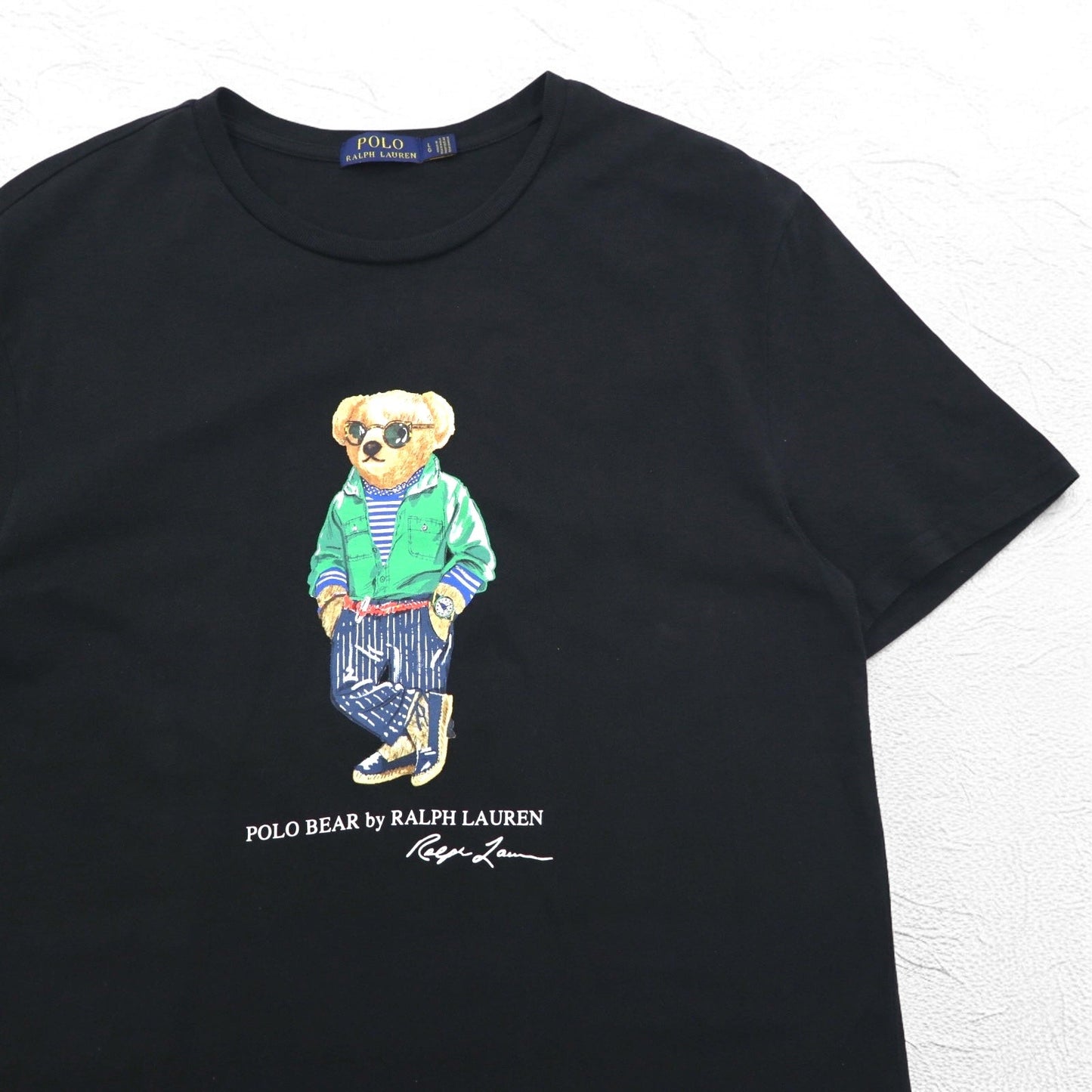 POLO RALPH LAUREN ポロベア プリント Tシャツ L ブラック コットン POLO BEAR