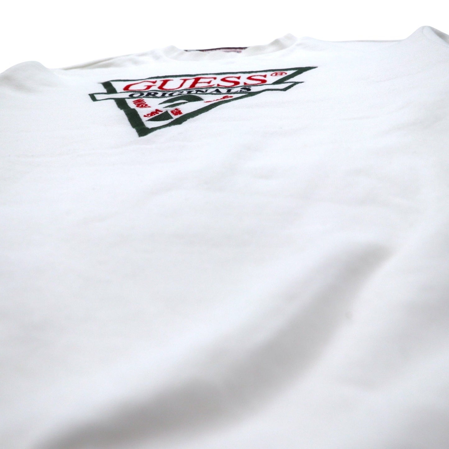 GUESS ORIGINALS トライアングルロゴ 刺繍 スウェット M ホワイト コットン