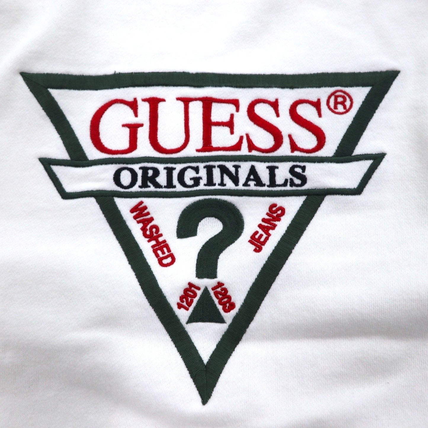 GUESS ORIGINALS トライアングルロゴ 刺繍 スウェット M ホワイト コットン