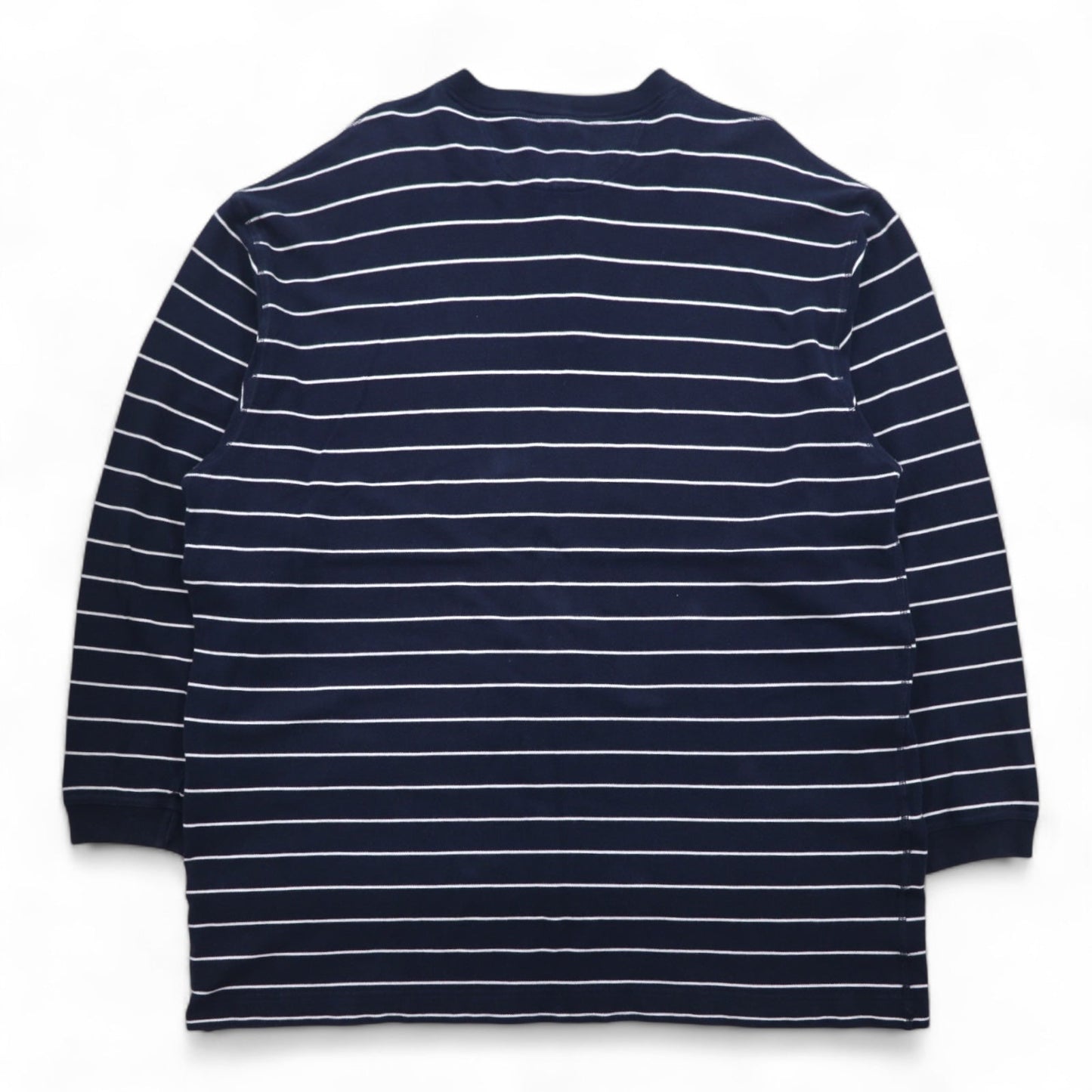 NAUTICA ヘンリーネック ロングスリーブTシャツ ロンT 3XL ネイビー ボーダー ビッグサイズ