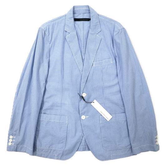 Calvin Klein Jeans ギンガムチェック 2B テーラードジャケット L ブルー コットン 未使用品