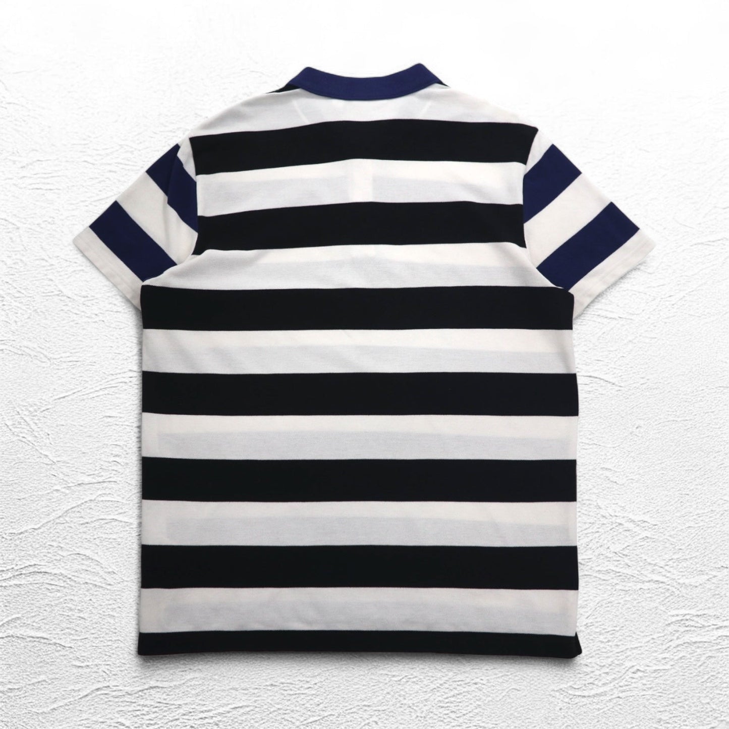 LACOSTE ボーダー ポロシャツ 2XL REGULAR FIT ホワイト ブラック 鹿の子 ビッグサイズ PH4984