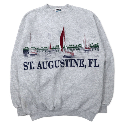 TULTEX 90年代 プリント スウェット M グレー コットン 裏起毛 ST. AUGUSTINE FL メキシコ製