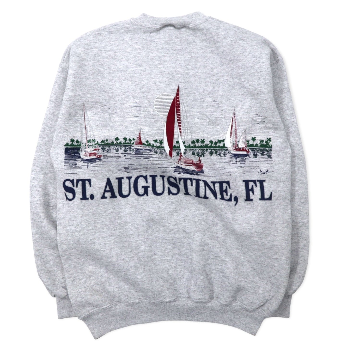 TULTEX 90年代 プリント スウェット M グレー コットン 裏起毛 ST. AUGUSTINE FL メキシコ製