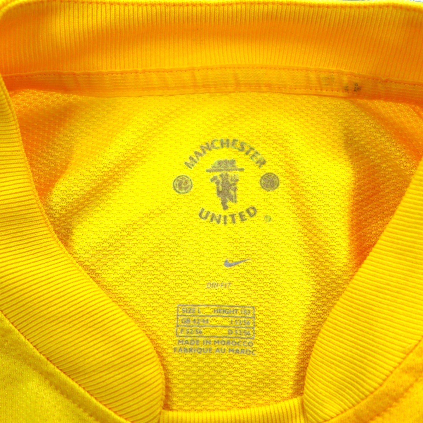 NIKE 00年代 マンチェスターユナイテッド ゲームシャツ サッカー ユニフォーム ロンT L イエロー DRI-FIT