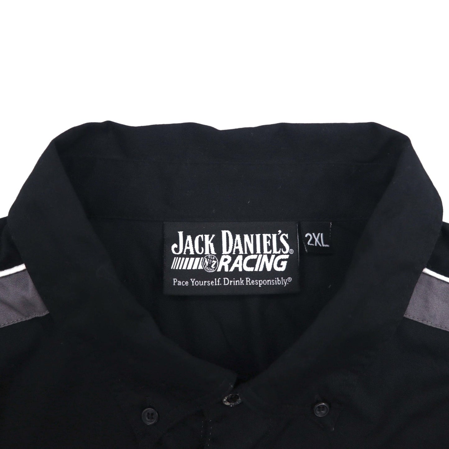 JACK DANIEL'S RACING ジャックダニエル 半袖 レーシングシャツ 2XL ブラック 両面ロゴ 刺繍