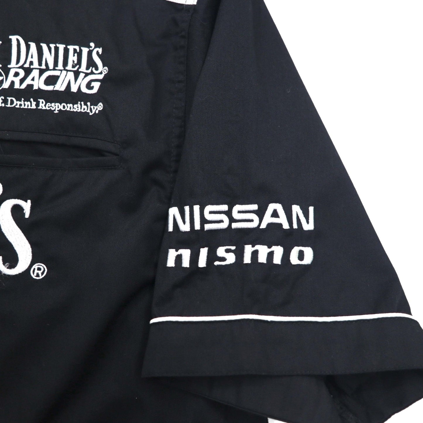 JACK DANIEL'S RACING ジャックダニエル 半袖 レーシングシャツ 2XL ブラック 両面ロゴ 刺繍