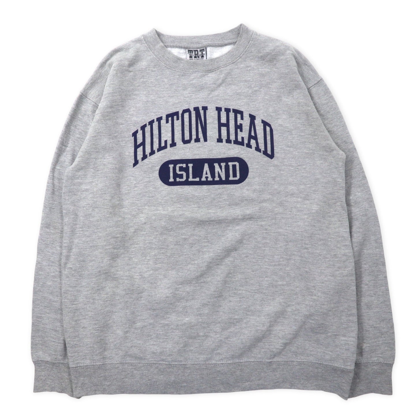 TRT Classics カレッジ プリントスウェット M グレー コットン パキ綿 HILTON HEAD ISLAND パキスタン製
