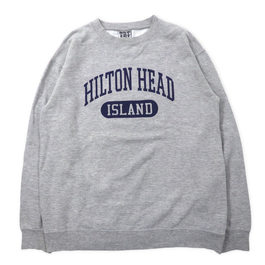 TRT Classics カレッジ プリントスウェット M グレー コットン パキ綿 HILTON HEAD ISLAND パキスタン製